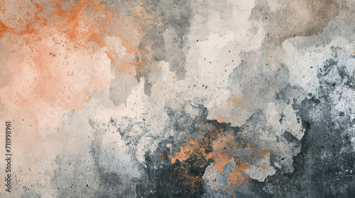 Abstract watercolor background on canvas with a dynamic mix of charcoal grey, antique white and copper photo