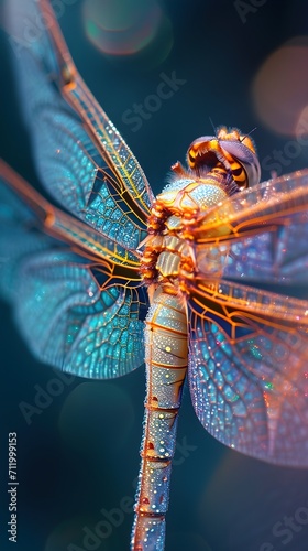 Capture the translucent beauty of a dragonfly's wings,  background image, generative AI