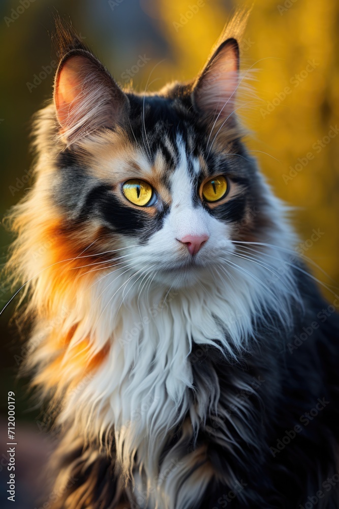Tricolour Persian cat portrait. Tricolour Persian cat portrait.