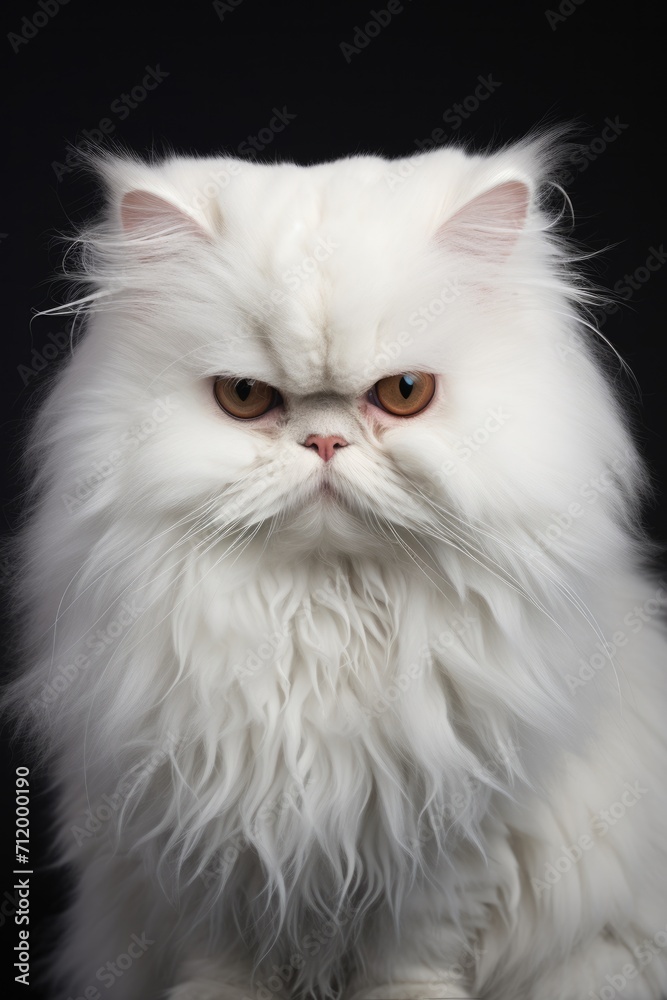 Elegance Portrait of a white Persian cat on black background. Elegance Portrait of a white Persian cat on black background.