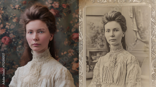 AI-Enhanced Restoration of a Victorian-Era Portrait photo