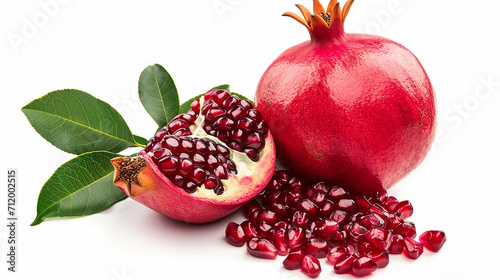 Ripe juicy sweet pomegranate isolated on white background 