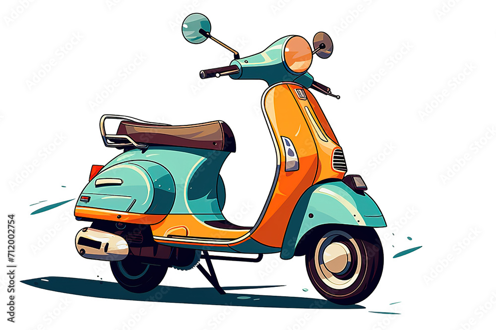 Colored scooter illustration isolated on a Transparent background. Generative AI