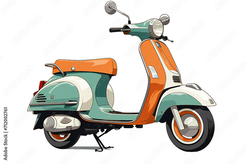Colored scooter illustration isolated on a Transparent background. Generative AI