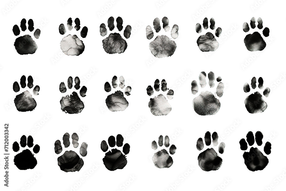 Set of Paw Print. illustration. isolated on a Transparent background. Generative AI