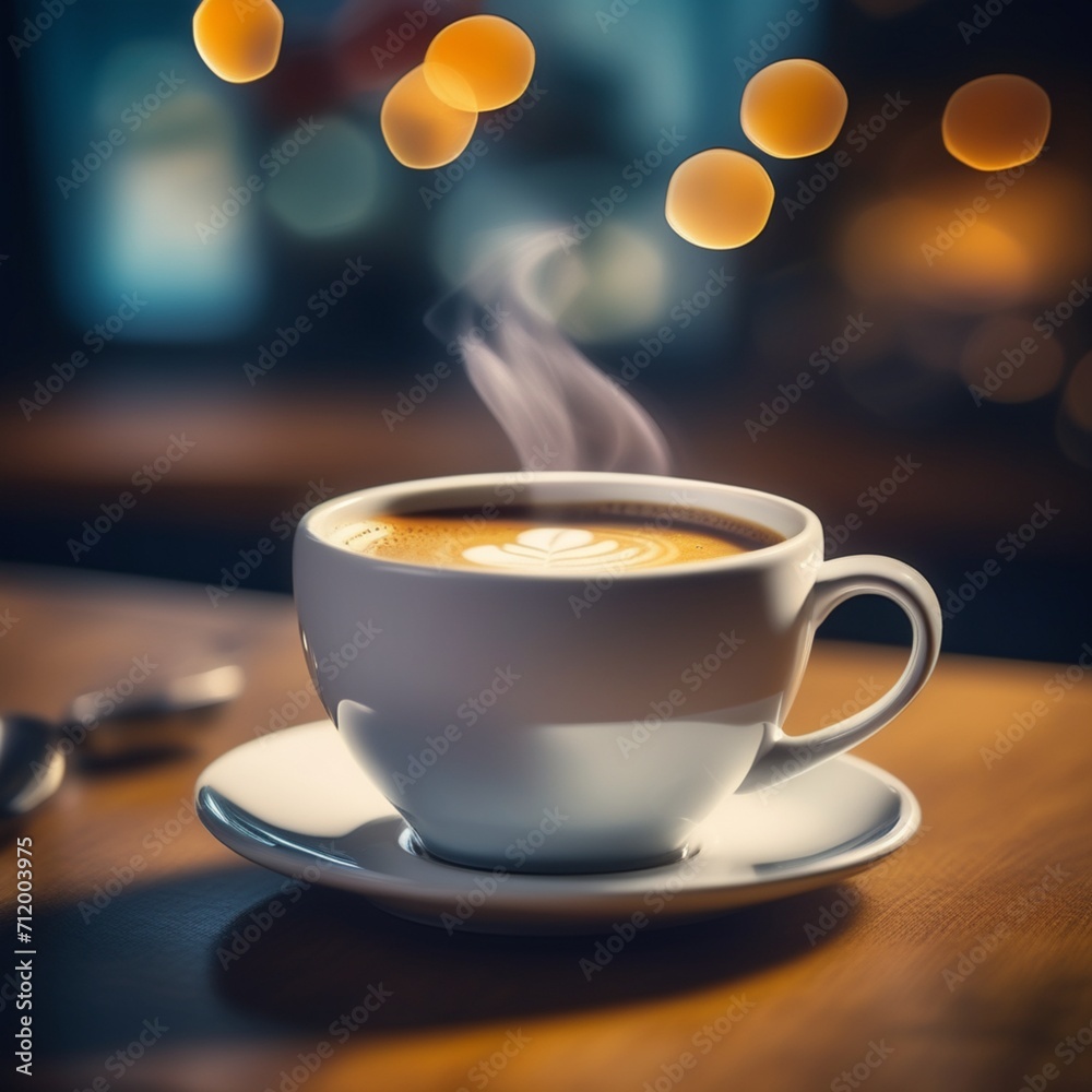 custom made wallpaper toronto digitalImage of a cup of hot coffee image in restaurant. 