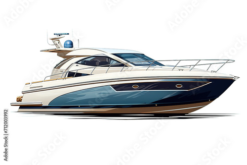 Fast boats transport tourists by sea, White speed boat isolated on a Transparent background. Generative AI © STF Design 
