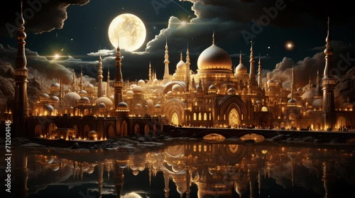 Ramadan and Eid al-Fitr events, golden mosque photo