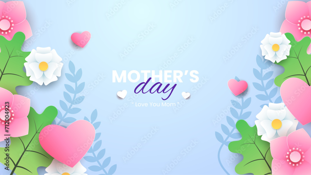 Colorful colourful happy mother's day background decorated with love and heart. Happy mothers day event poster for greeting design template and mother's day celebration