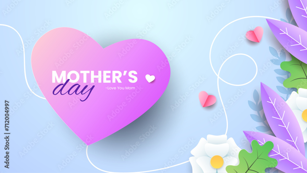 Obraz premium Colorful colourful happy mother's day abstract background vector. Luxury minimal style. Happy mothers day event poster for greeting design template and mother's day celebration