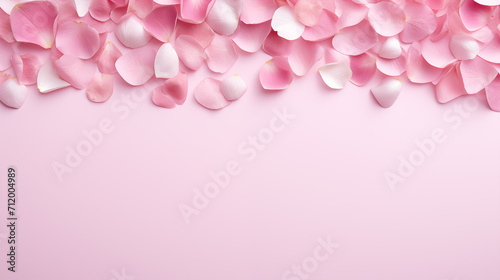Rose flower petals on a pink background. A frame made of rose petals top view, copy space © SU CrossCutting Film