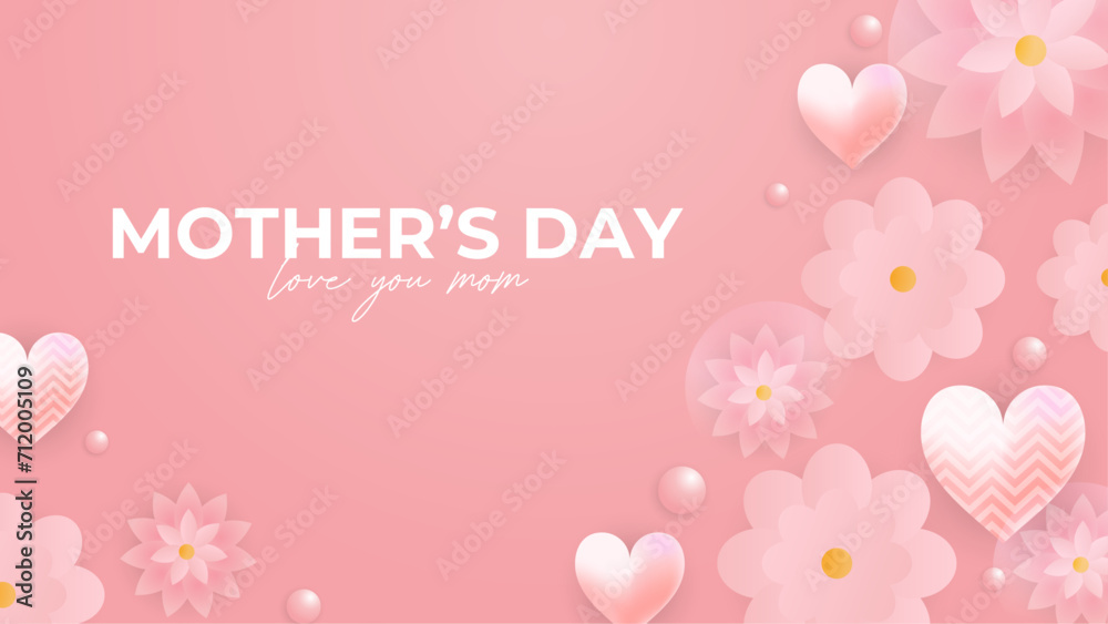 Pink and white vector beautiful happy mother's day with love and heart background. Happy mothers day event poster for greeting design template and mother's day celebration Pink and white vector beautiful happy mother's day with love and heart background. Happy mothers day event poster for greeting design template and mother's day celebration