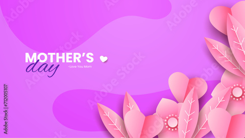 Pink white and purple violet elegant mothers day background with love balloons vector illlustration. Happy mothers day event poster for greeting design template and mother's day celebration