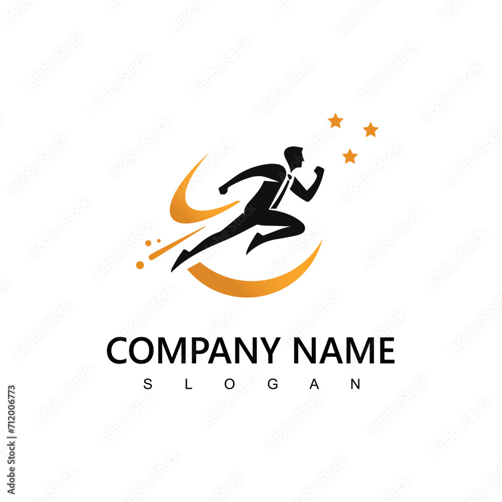 Businessman logo. running man in suit. Leadership vector logo for agency. Businessman logo. running man in suit. Leadership vector logo for agency.