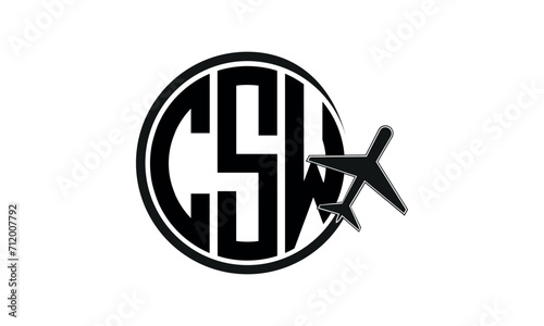 CSW three initial letter circle tour & travel agency logo design vector template. hajj Umrah agency, abstract, wordmark, business, monogram, minimalist, brand, company, flat, tourism agency, tourist