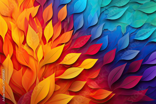 Abstract Background of Calming Rhythmic Patterns and a Vibrant Leaf Tapestry, Autumn Leaves