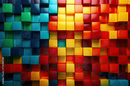 Abstract Colorful Square Shape Cube Blocks Pattern  Geometric Shapes Design for Poster Background