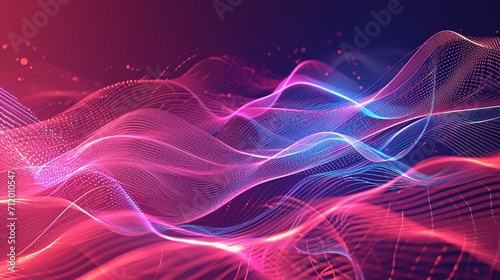Abstract pink background poster with dynamic waves. Technology network vector illustration.