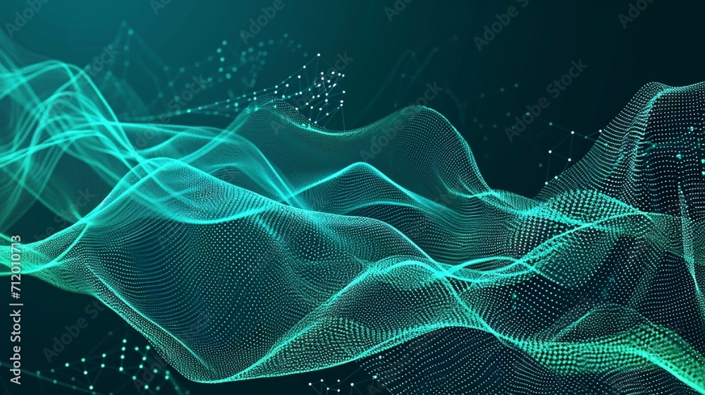 Abstract teal background poster with dynamic waves. Technology network vector illustration. Abstract teal background poster with dynamic waves. Technology network vector illustration.