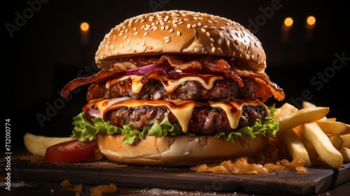 close up of a juice hamburger