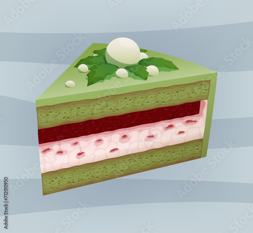 Slice of pistachio cake