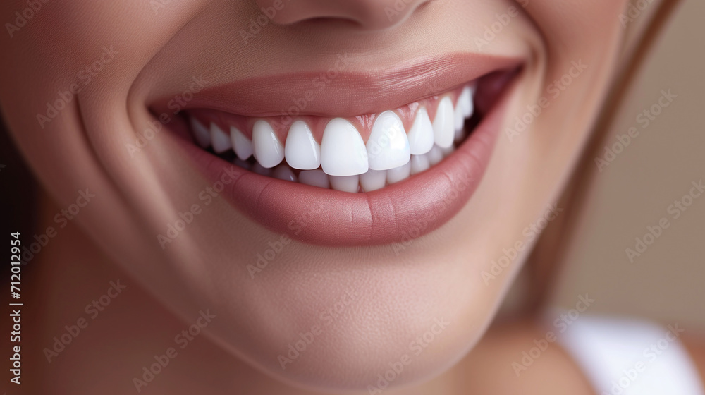 Obraz premium close-up of a woman smiling for tooth whitening ad