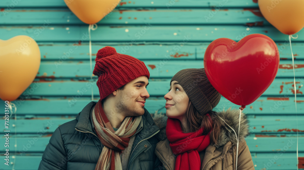 Obraz premium valentine’s day scene of couple looking in love