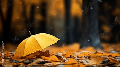 leaves under umbrella on black background generated by AI tool