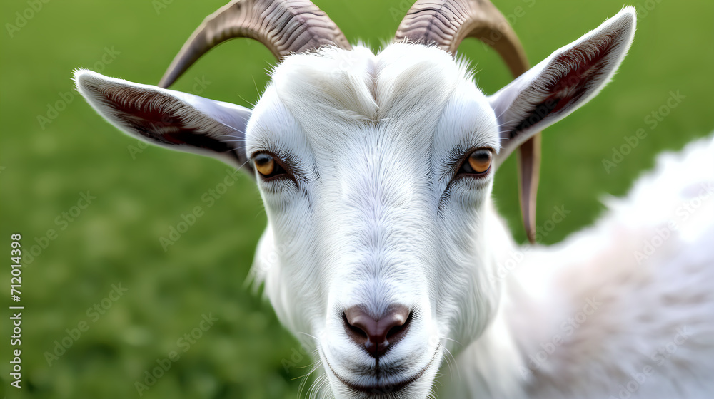 Close up goat in field farm. Natural farm. Generated with AI. Close up goat in field farm. Natural farm. Generated with AI.