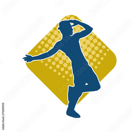 Silhouette of a man in dancing pose. Silhouette of a male dancer in performing pose.
