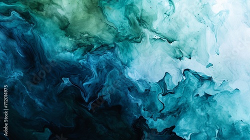 Abstract watercolor paint background by deep teal color indigo and green with liquid fluid texture for backdrop.