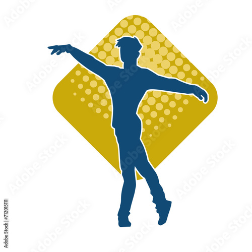 Silhouette of a man in dancing pose. Silhouette of a male dancer in performing pose.
