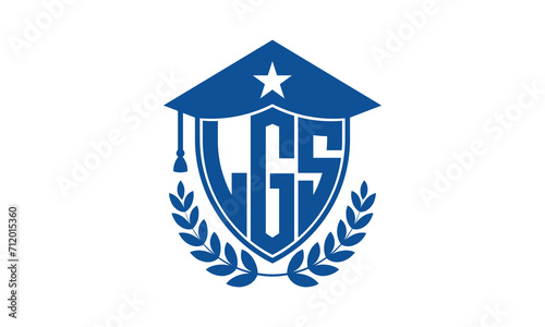 LGS three letter iconic academic logo design vector template. monogram, abstract, school, college, university, graduation cap symbol logo, shield, model, institute, educational, coaching canter, tech photo