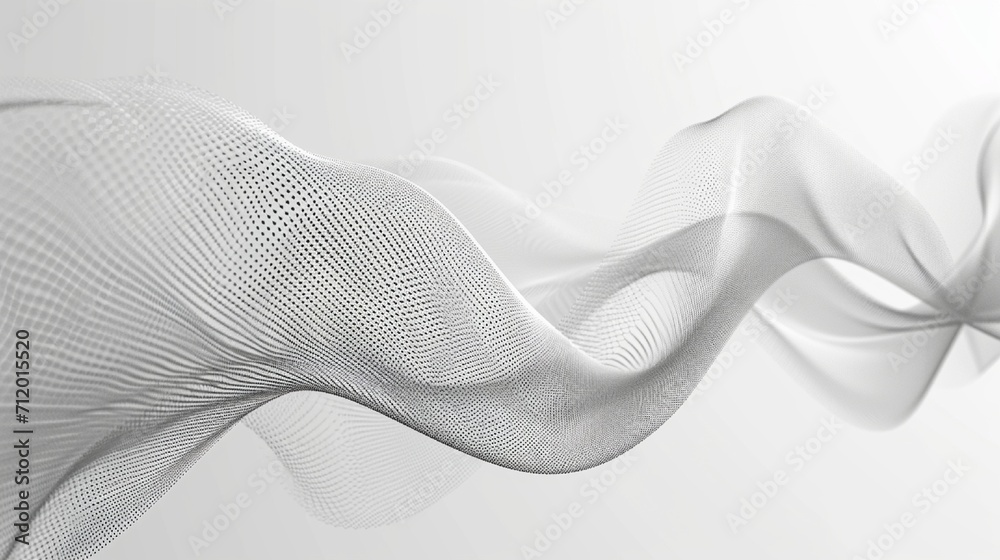 Abstract white background poster with dynamic waves. Technology network vector illustration.