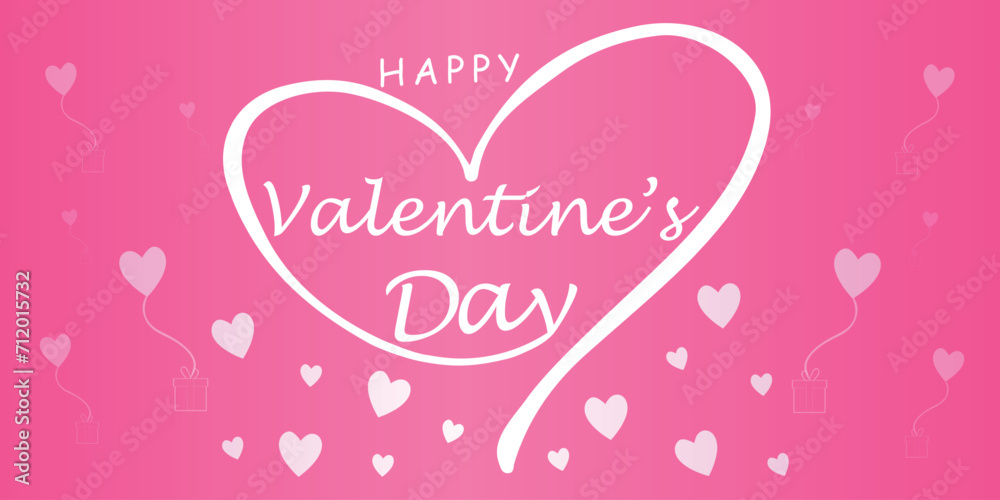 Happy valentines day. Vector banner, greeting card, flayer, poster,  with text Happy valentines day