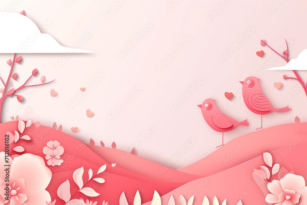 Paper cut style of valentine day concept frame with heart and flower background. Paper cut style of valentine day concept frame with heart and flower background.