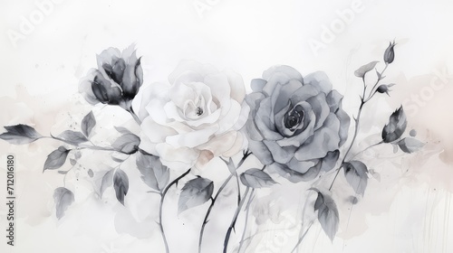 floral watercolor roses background illustration painting flowers, pink romantic, soft petals floral watercolor roses background © vectorwin
