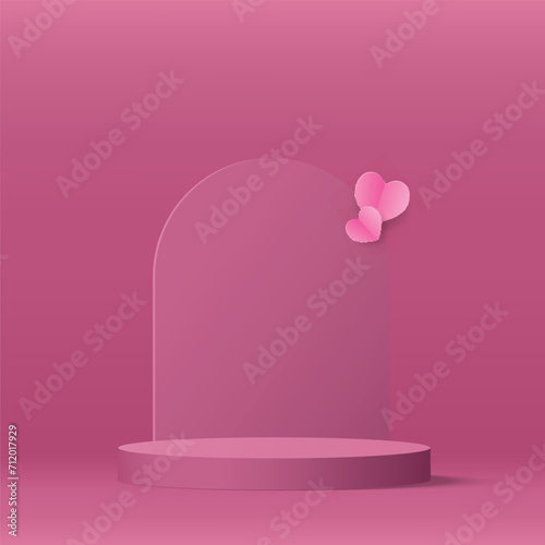 3d valentine podium scene for product display or placement. Vector © Azad Mammedli