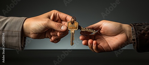 close shot of hand handing keys to buyer