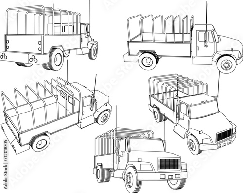 Vector sketch illustration design of war car transporting soldiers to the forest