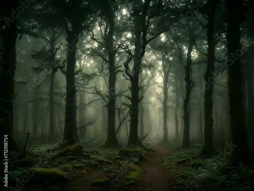 Green gloomy forest path © QuasarCR