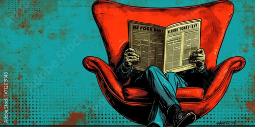 Person reading a newspaper comic style. photo