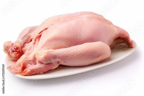 raw whole chicken isolated on white
