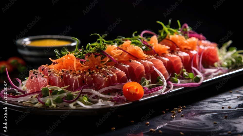 raw salmon and tuna sashimi