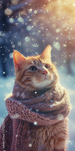 a cat wearing scarf, generative AI