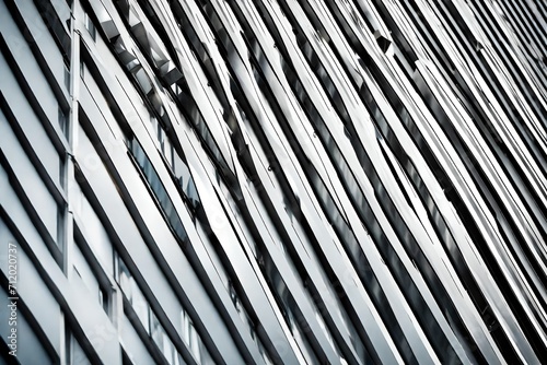 Abstract close-up view of modern aluminum ventilated triangles on facade photo