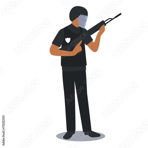 illustration of police wearing complete police uniforms and holding weapons