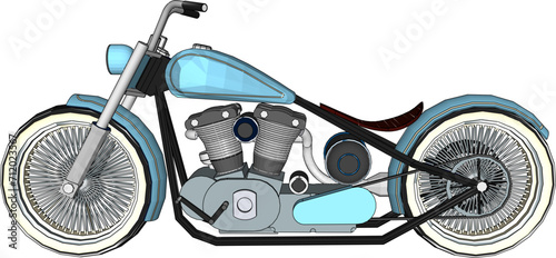 Vector sketch illustration of a cool modified chopper motorbike design for the contest