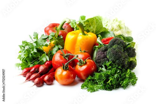 Fresh vegetables on the white background
