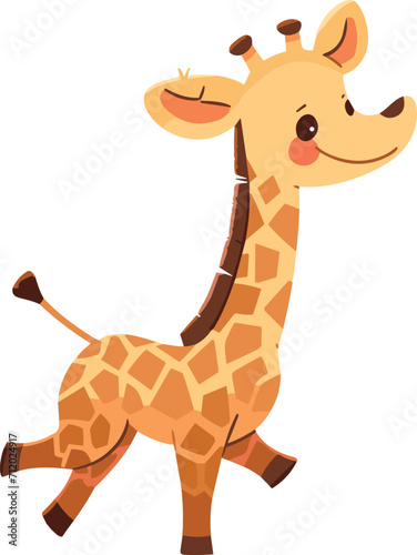 Happy Giraffe Walking Vector Illustration